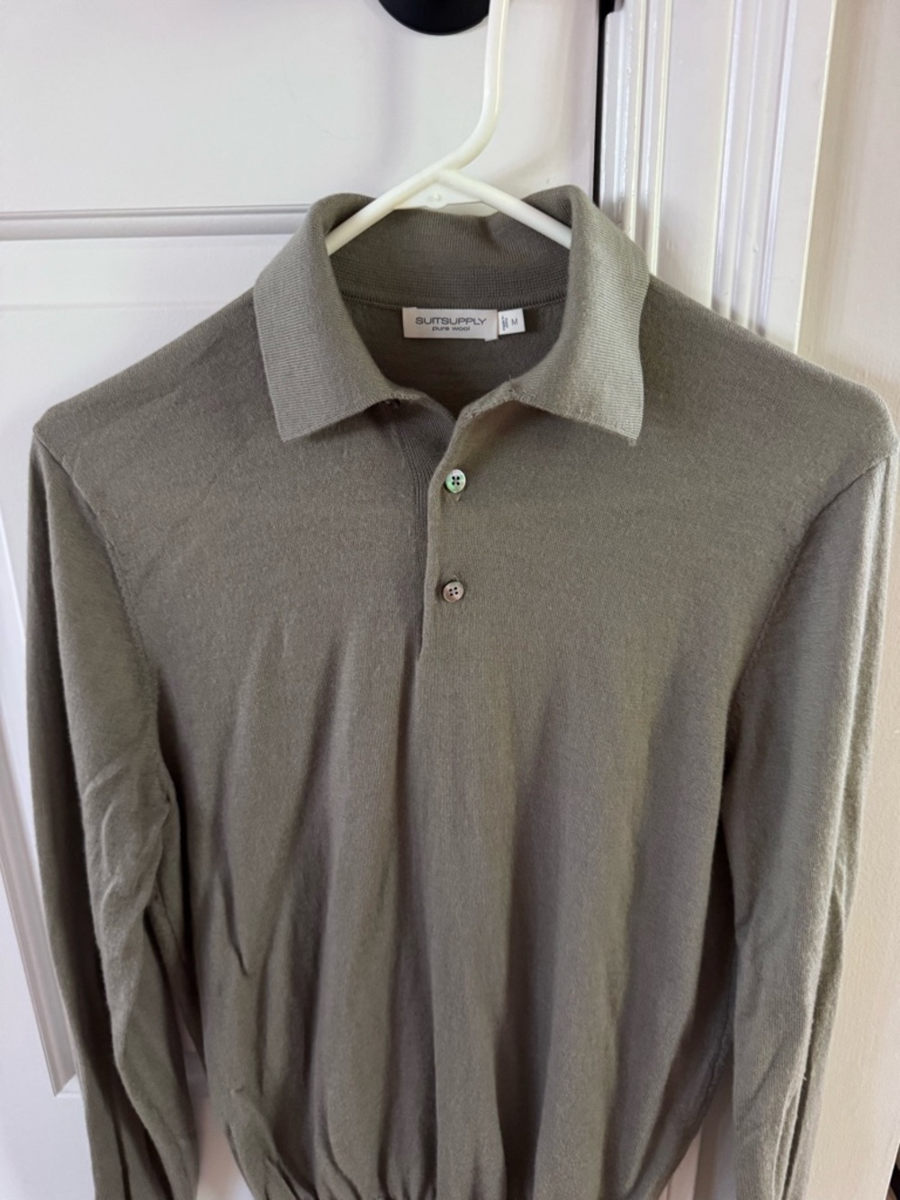 Suitsupply Olive Green Long-Sleeve Polo M